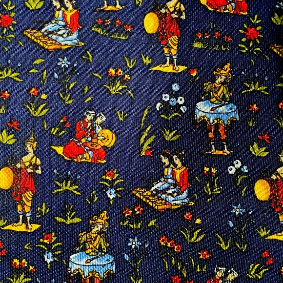 Salvatore Ferragamo Other - Salvatore Ferragamo Neck Tie Asian Print Blue Silk